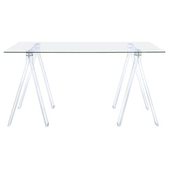 Amaturo 59-inch Glass Top Acrylic Writing Desk Clear