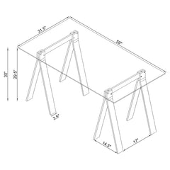 Amaturo 59-inch Glass Top Acrylic Writing Desk Clear