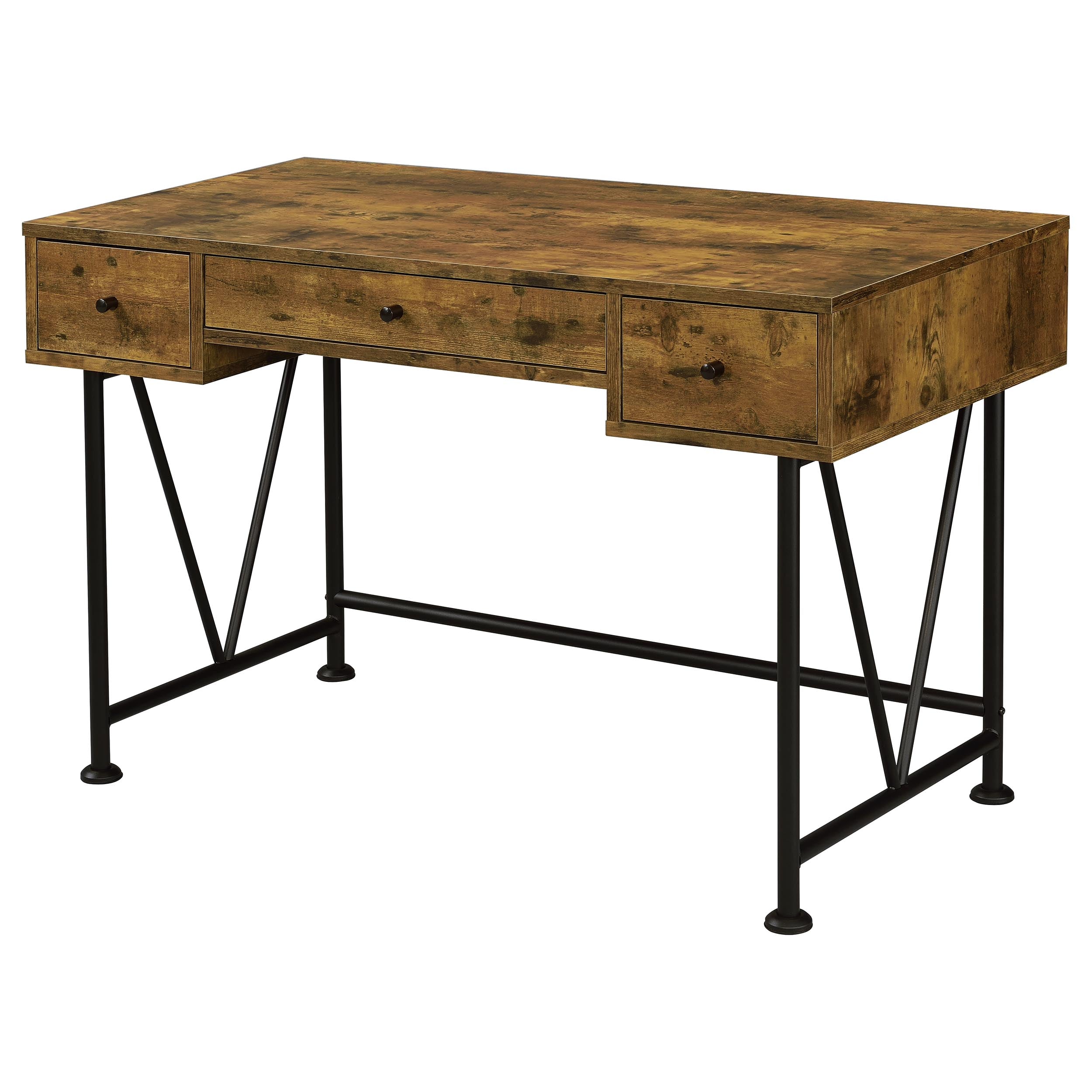 Best Furniture Outlet - Coaster - Analiese 47-inch 3-drawer Writing Desk Rustic Nutmeg - 801541