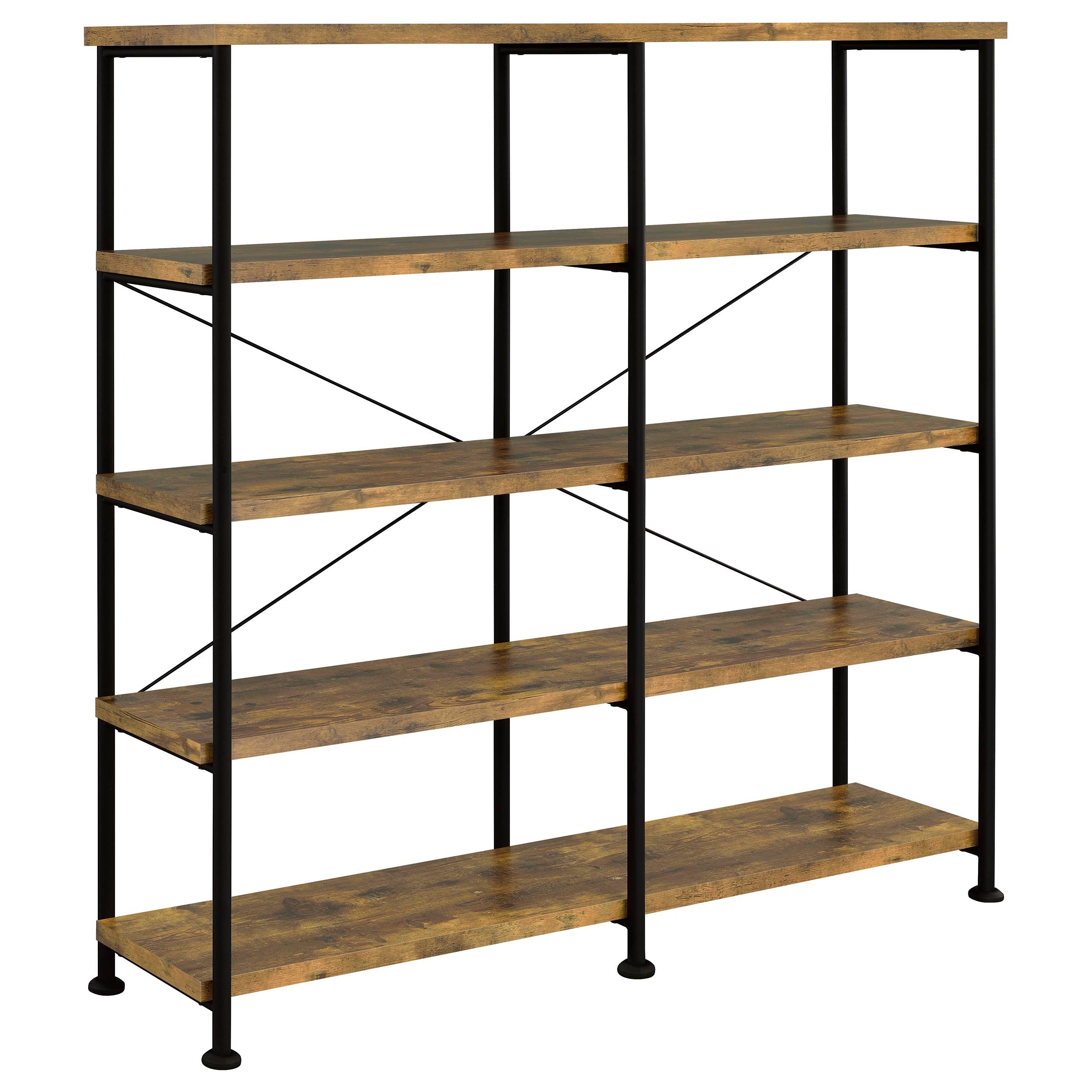 Best Furniture Outlet - Coaster - Analiese 63-inch 4-shelf Double Bookshelf Rustic Nutmeg - 801543