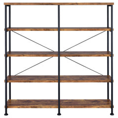 Analiese 63-inch 4-shelf Double Bookshelf Rustic Nutmeg