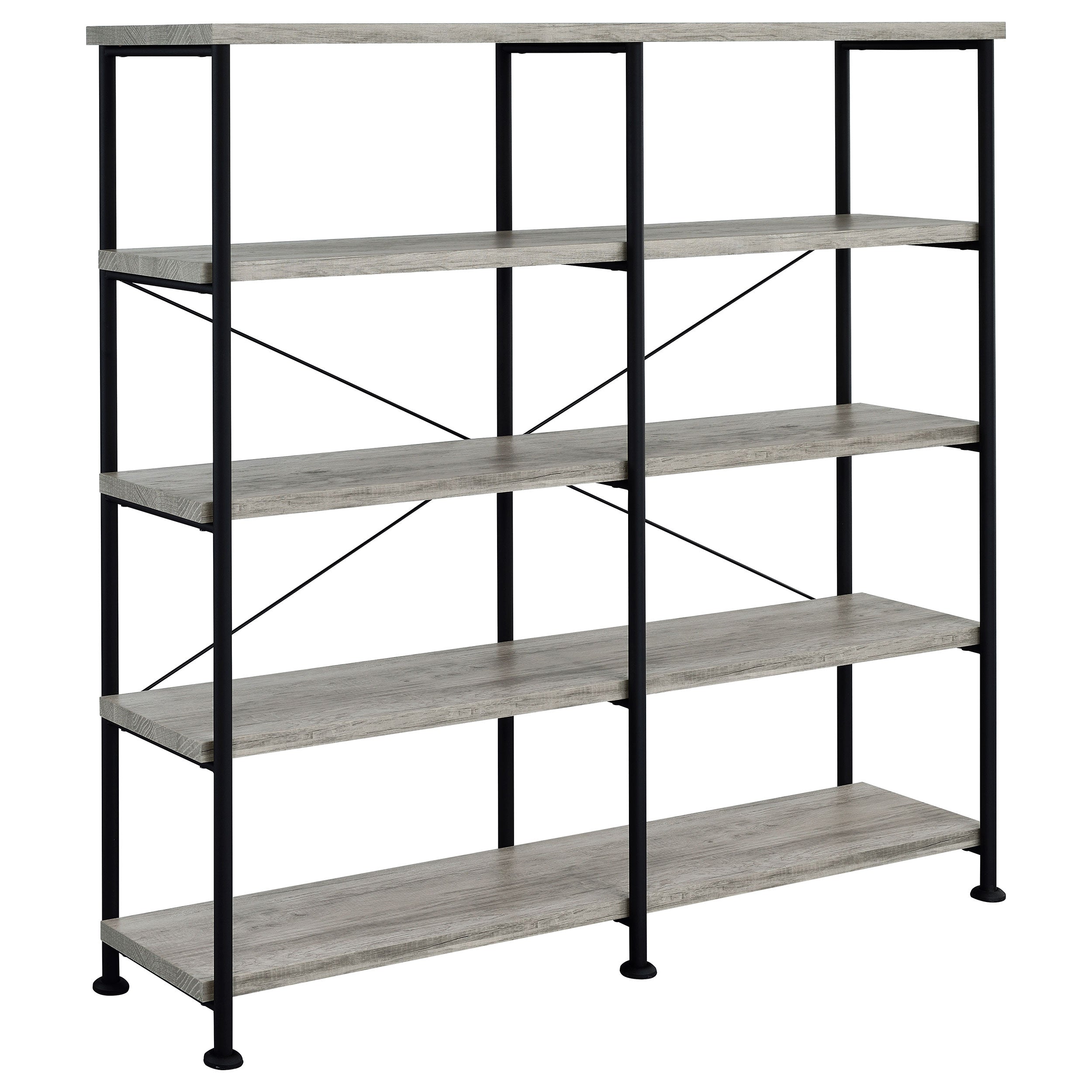 Best Furniture Outlet - Coaster - Analiese 63-inch 4-shelf Double Bookshelf Grey Driftwood - 801544