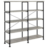 Best Furniture Outlet - Coaster - Analiese 63-inch 4-shelf Double Bookshelf Grey Driftwood - 801544