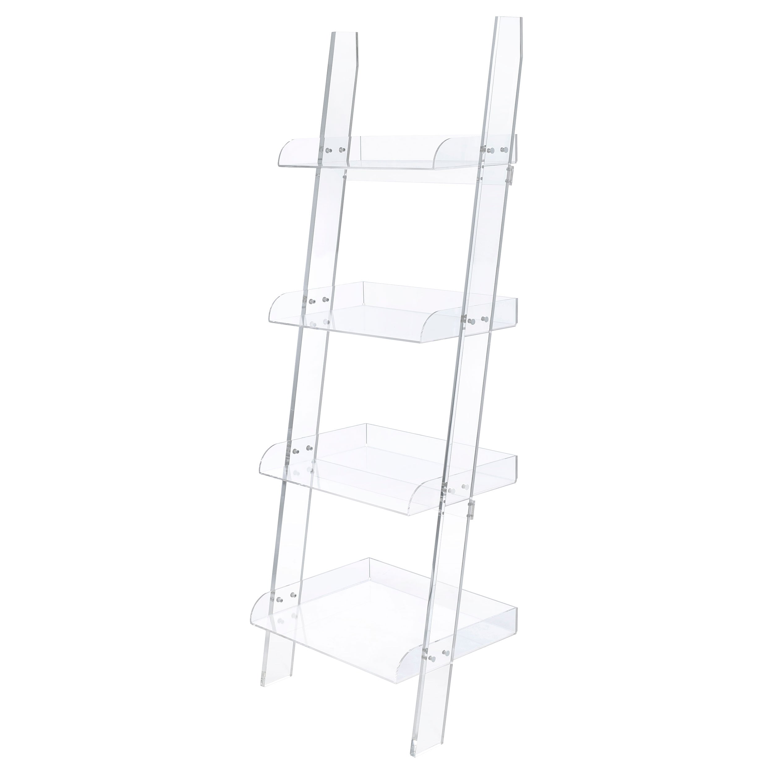 Best Furniture Outlet - Coaster - Amaturo 72-inch 4-shelf Acrylic Ladder Bookshelf Clear - 801553