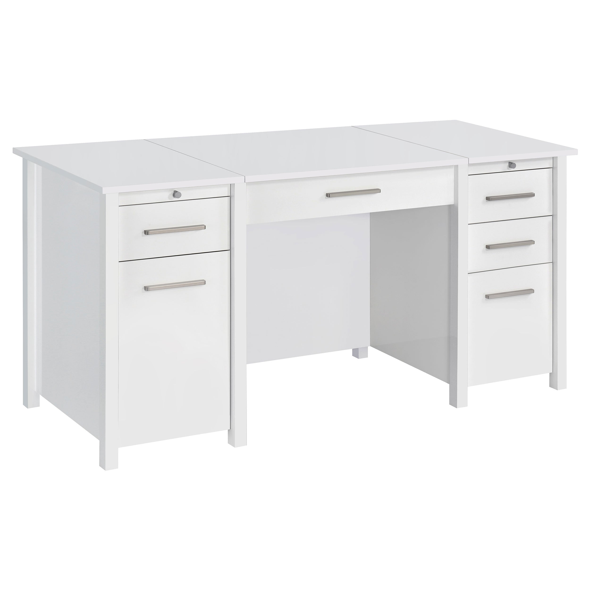 Best Furniture Outlet - Coaster - Dylan 60-inch 4-drawer Lift Top Office Desk White High Gloss - 801573