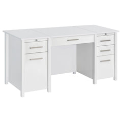 Best Furniture Outlet - Coaster - Dylan 60-inch 4-drawer Lift Top Office Desk White High Gloss - 801573