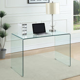 Best Furniture Outlet - Coaster - Ripley 47-inch Tempered Bent Glass Writing Desk Clear - 801581