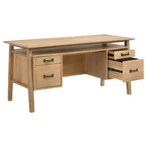 Best Furniture Outlet - Coaster - Goodson 64-inch 4-Drawer Double Pedestal Computer Desk Distressed Light Brown - 801587