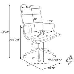 Ximena Upholstered Adjustable High Back Office Chair Grey