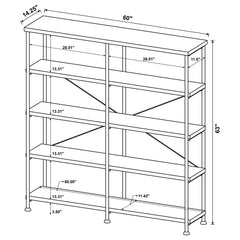 Analiese 63-inch 4-shelf Double Bookshelf Mango