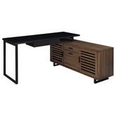 Best Furniture Outlet - Coaster - Maddox 60-inch L-Shape Office Computer Desk Black and Walnut - 801861