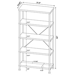 Analiese 63-inch 4-shelf Bookshelf Mango