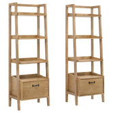 Best Furniture Outlet - Coaster - Fabian 2-piece 4-shelf Bookshelf with Drawer Distressed Light Brown - 802043