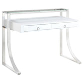 Best Furniture Outlet - Coaster - Gemma 48-inch 2-drawer Writing Desk White High Gloss - 802141