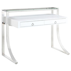 Best Furniture Outlet - Coaster - Gemma 48-inch 2-drawer Writing Desk White High Gloss - 802141