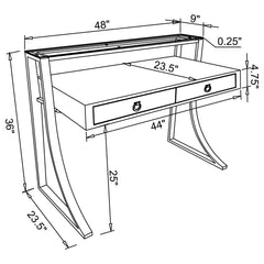 Gemma 48-inch 2-drawer Writing Desk White High Gloss