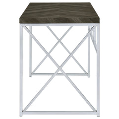 Grimma 47-inch Writing Office Desk Rustic Grey and Chrome