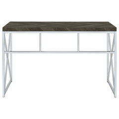 Grimma 47-inch Writing Office Desk Rustic Grey and Chrome
