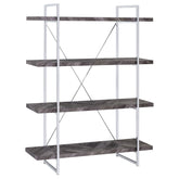 Best Furniture Outlet - Coaster - Grimma 63-inch 4-shelf Bookshelf Rustic Grey and Chrome - 802613