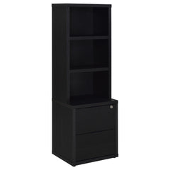 Best Furniture Outlet - Coaster - Westpark 3-shelf Bookcase USB and Lockable Drawer Black - 802703