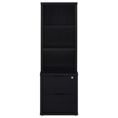 Westpark 3-shelf Bookcase USB and Lockable Drawer Black