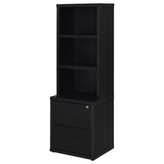 Westpark 3-shelf Bookcase USB and Lockable Drawer Black
