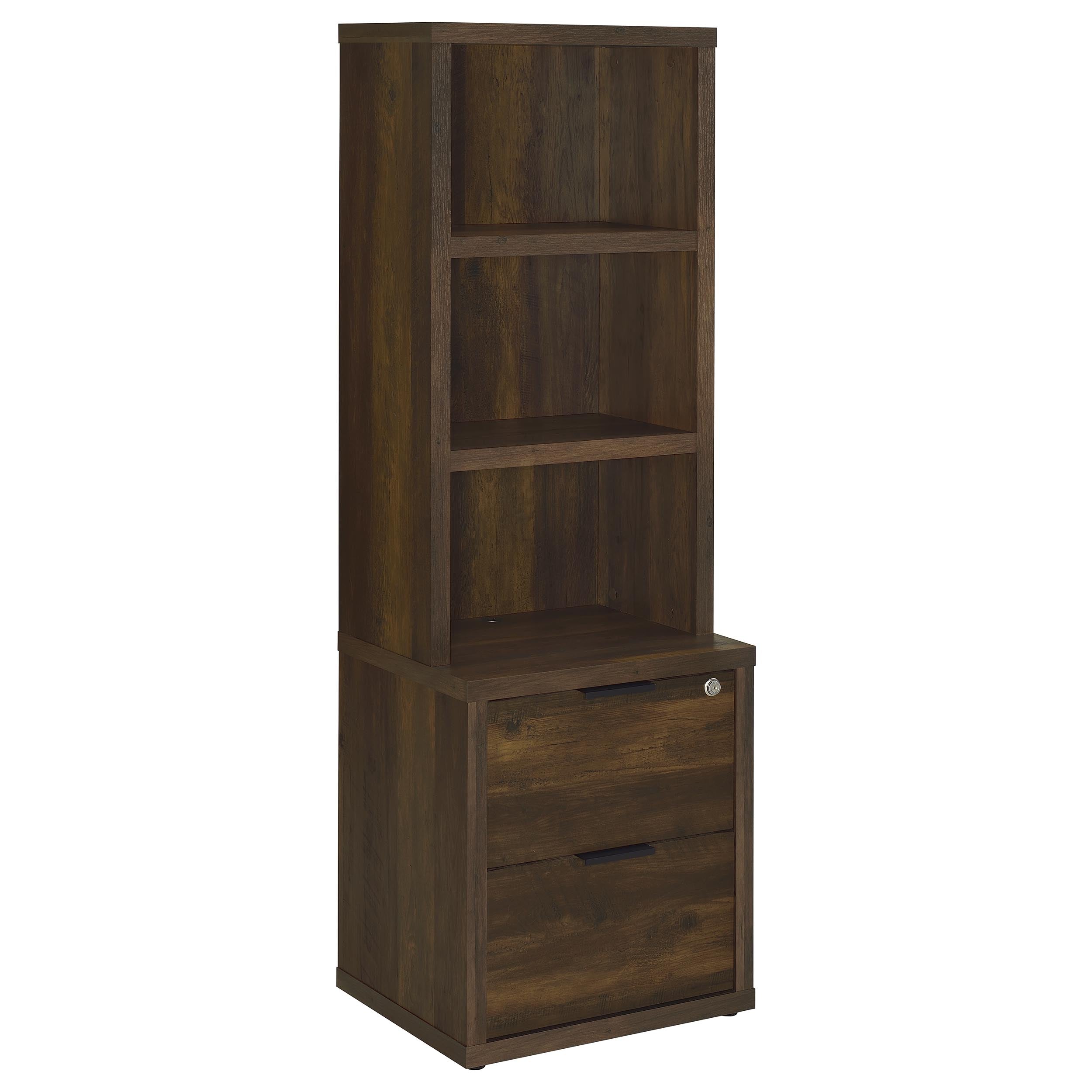 Best Furniture Outlet - Coaster - Westpark 3-shelf Bookcase USB and Lockable Drawer Dark Pine - 802713
