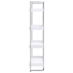 Ember 68-inch 4-shelf Bookshelf White High Gloss and Chrome