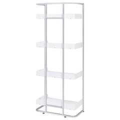 Ember 68-inch 4-shelf Bookshelf White High Gloss and Chrome