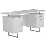 Best Furniture Outlet - Coaster - Lawtey 60-inch 2-drawer Computer Desk White High Gloss - 803521