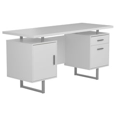 Best Furniture Outlet - Coaster - Lawtey 60-inch 2-drawer Computer Desk White High Gloss - 803521