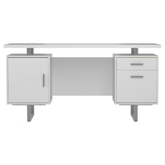 Lawtey 60-inch 2-drawer Computer Desk White High Gloss