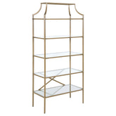 Best Furniture Outlet - Coaster - Serena 70-inch 5-shelf Glass Bookshelf Gold - 804393