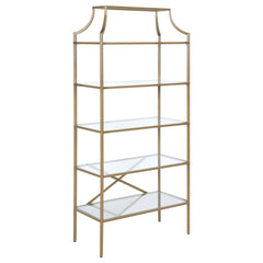 Best Furniture Outlet - Coaster - Serena 70-inch 5-shelf Glass Bookshelf Gold - 804393
