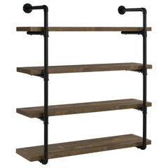 Best Furniture Outlet - Coaster - Elmcrest 39-inch 4-shelf Wall Bookshelf Rustic Oak - 804417