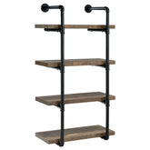 Best Furniture Outlet - Coaster - Elmcrest 24-inch 4-shelf Wall Bookshelf Rustic Oak - 804426
