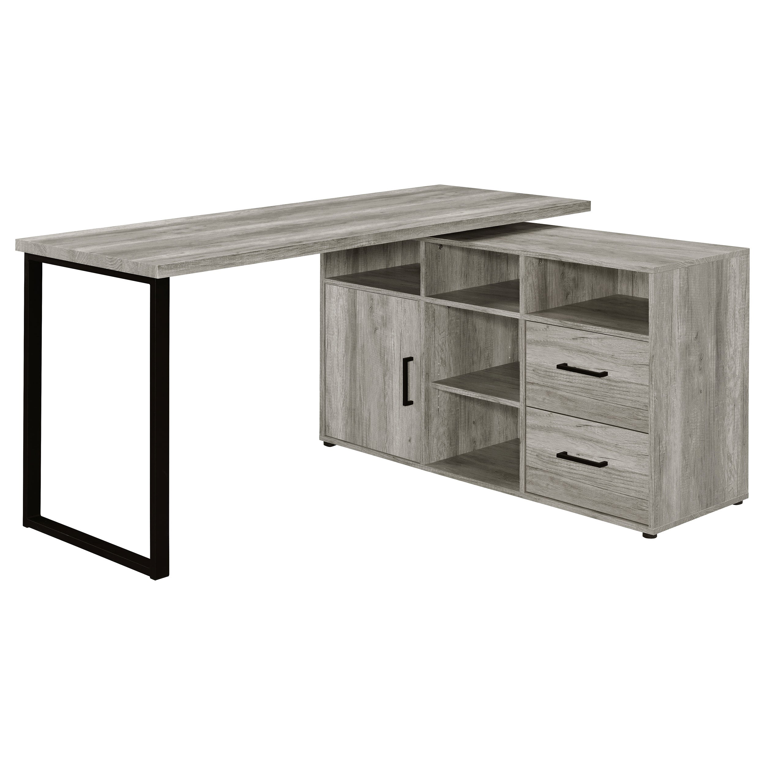 Best Furniture Outlet - Coaster - Hertford 59-inch L-Shape Computer Desk Grey Driftwood - 804462