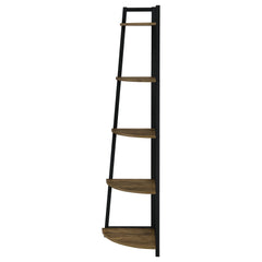 Jacksonville 63-inch 5-shelf Bookshelf Black and Aged Walnut