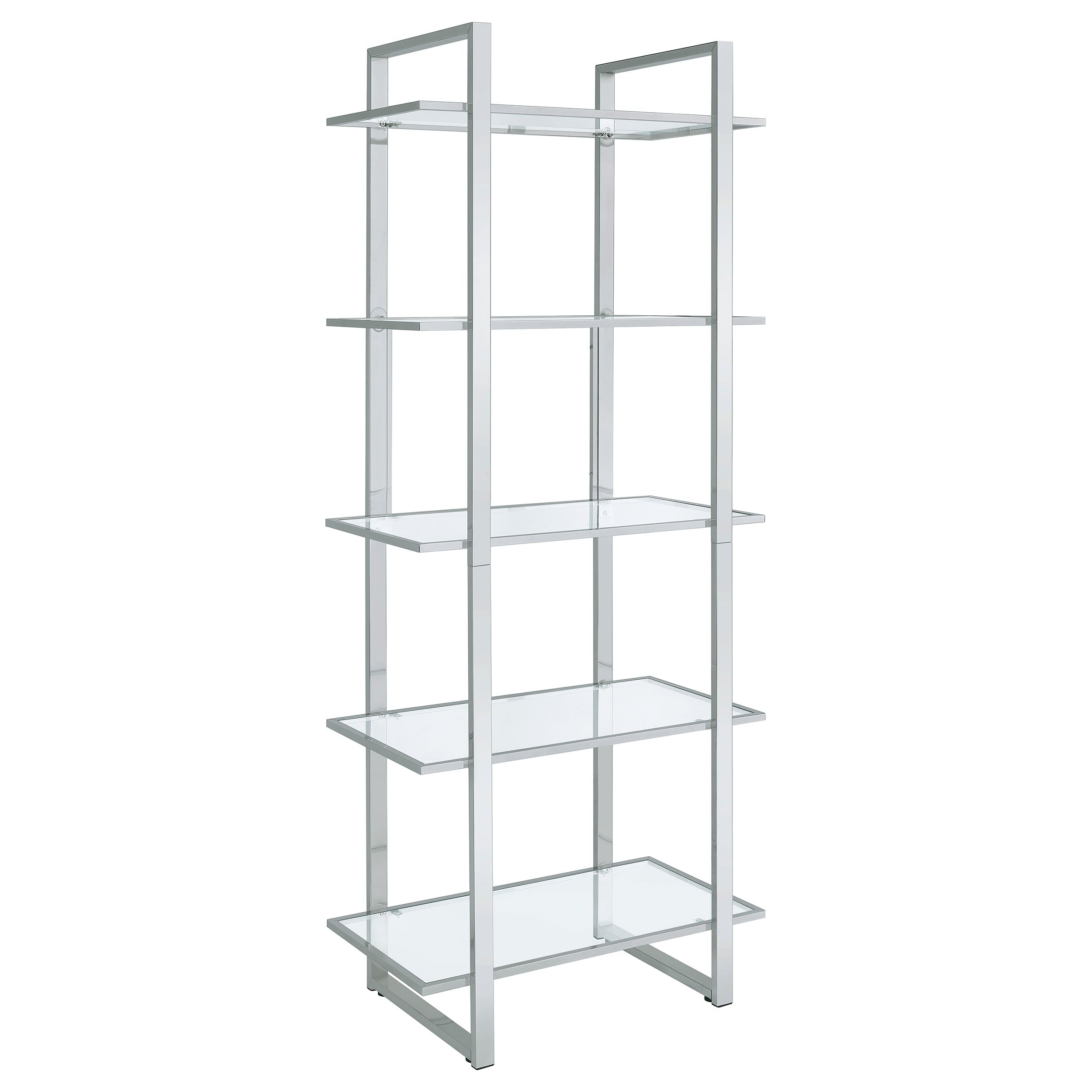 Best Furniture Outlet - Coaster - Hartford 79-inch 5-shelf Glass Bookshelf Chrome - 805538
