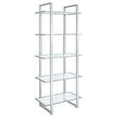 Best Furniture Outlet - Coaster - Hartford 79-inch 5-shelf Glass Bookshelf Chrome - 805538