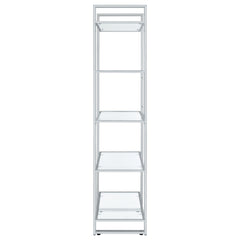 Hartford 79-inch 5-shelf Glass Bookshelf Chrome