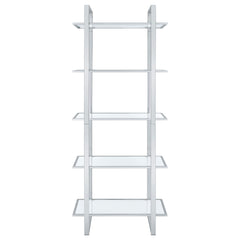 Hartford 79-inch 5-shelf Glass Bookshelf Chrome