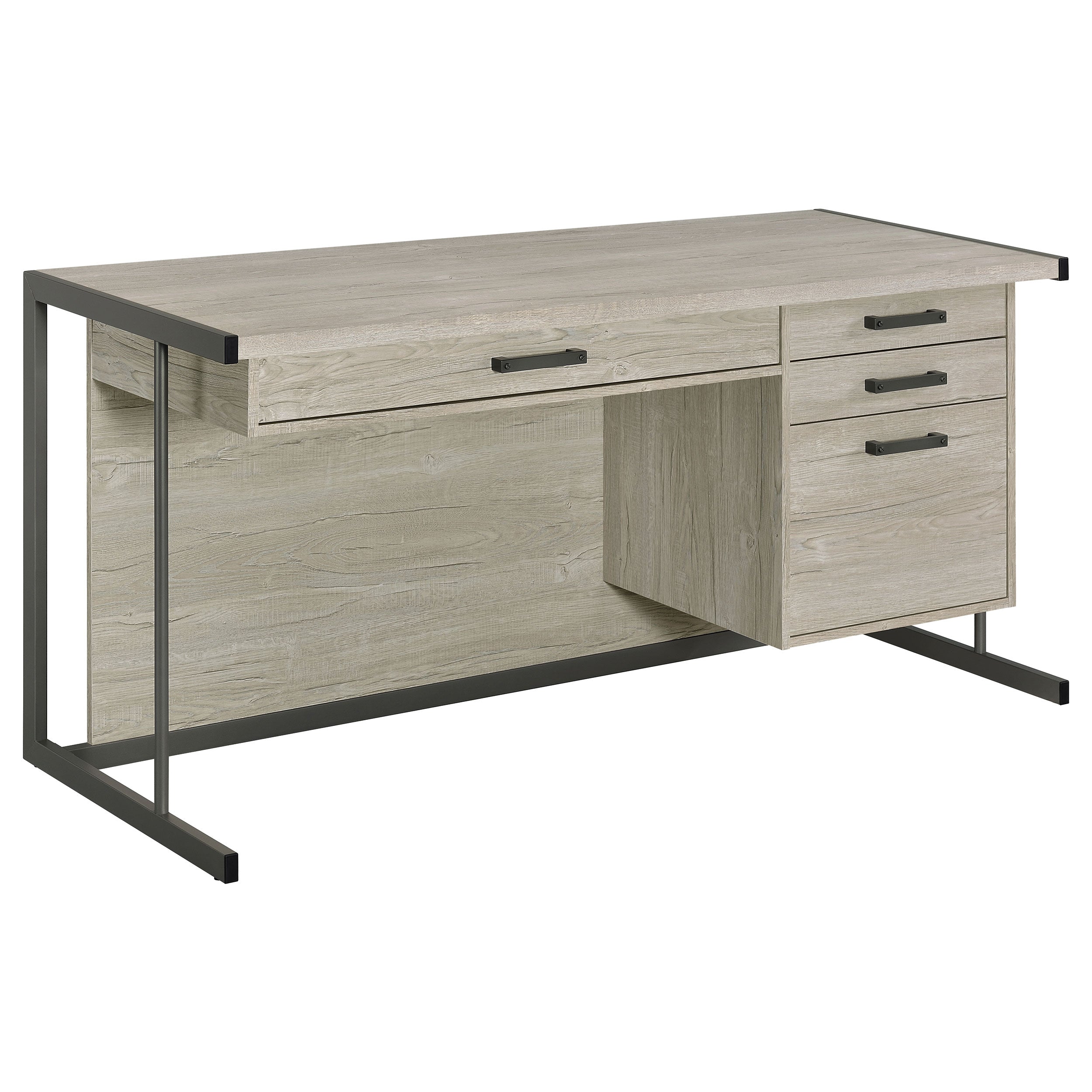Best Furniture Outlet - Coaster - Loomis 60-inch 4-drawer Computer Desk Whitewashed Grey - 805881