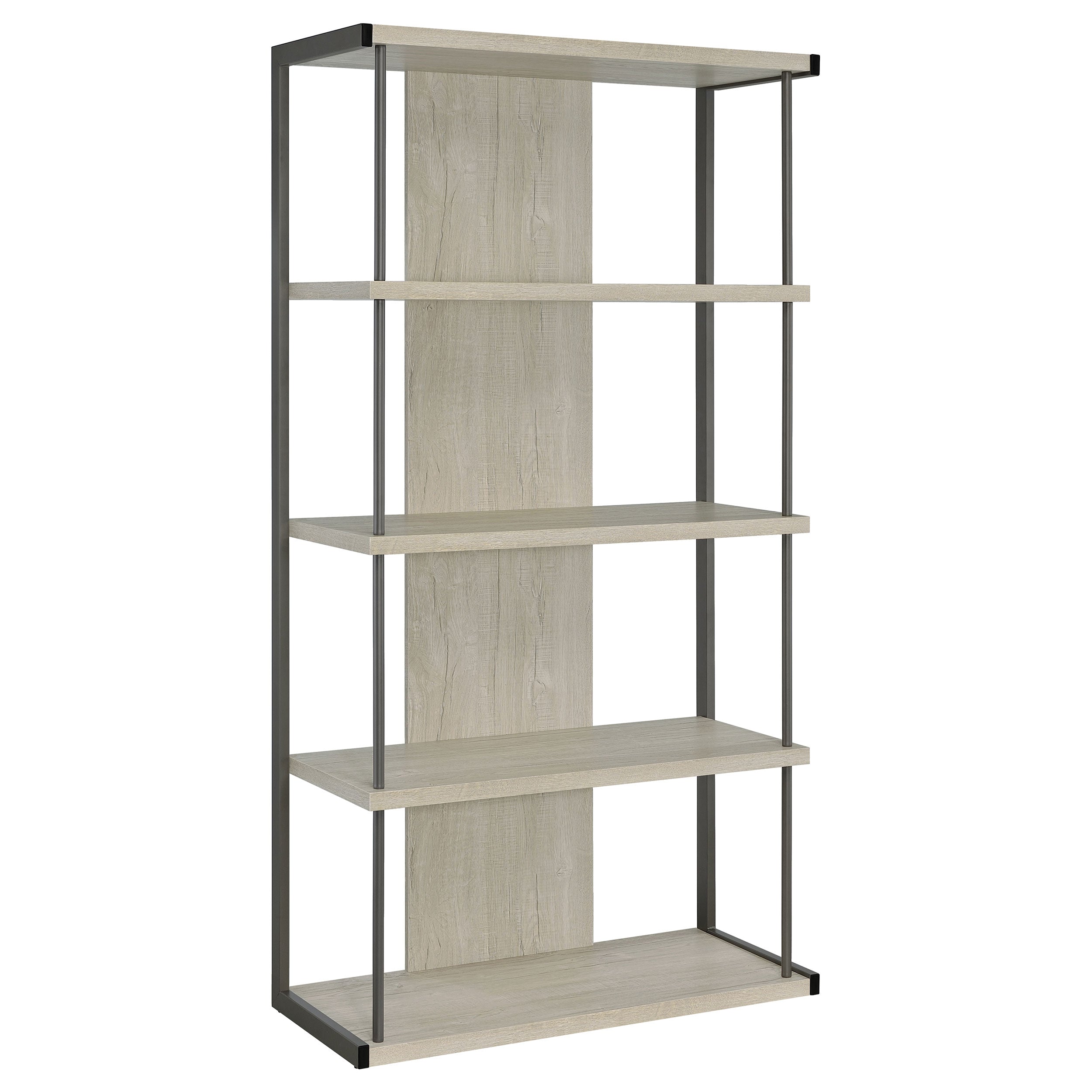 Best Furniture Outlet - Coaster - Loomis 72-inch 4-shelf Bookshelf Whitewashed Grey - 805884