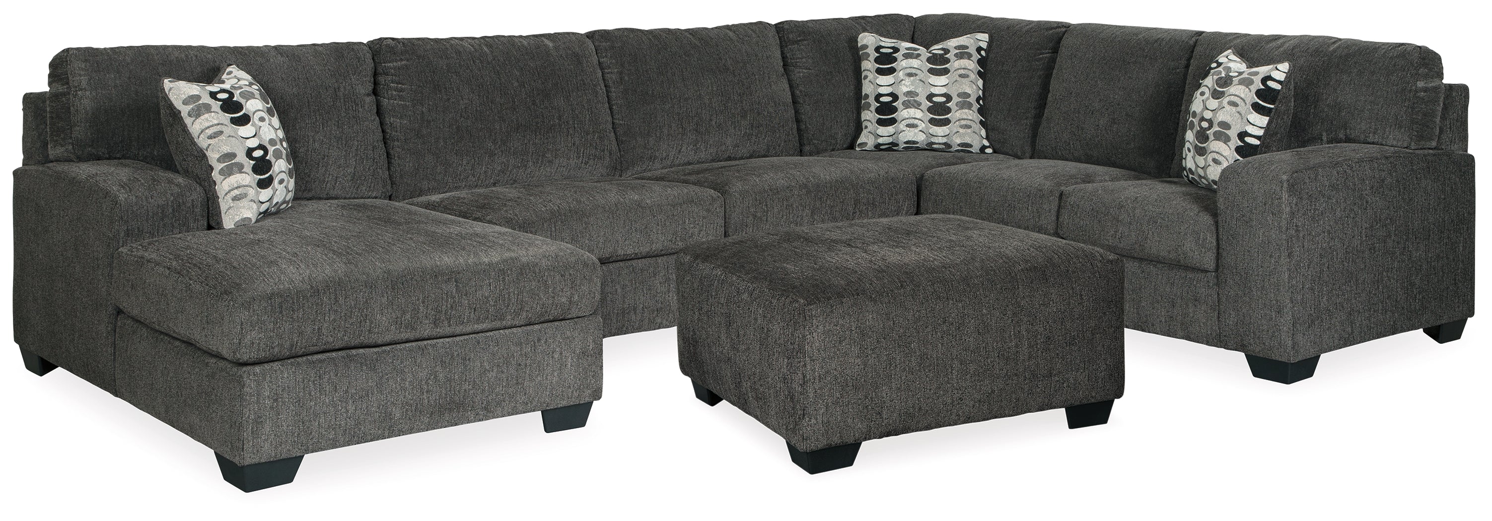 Best Furniture Outlet - Ashley Furniture - Ballinasloe 3-Piece Sectional and Ottoman - 3-Piece Sectional and Ottoman / Smoke - 80703U3