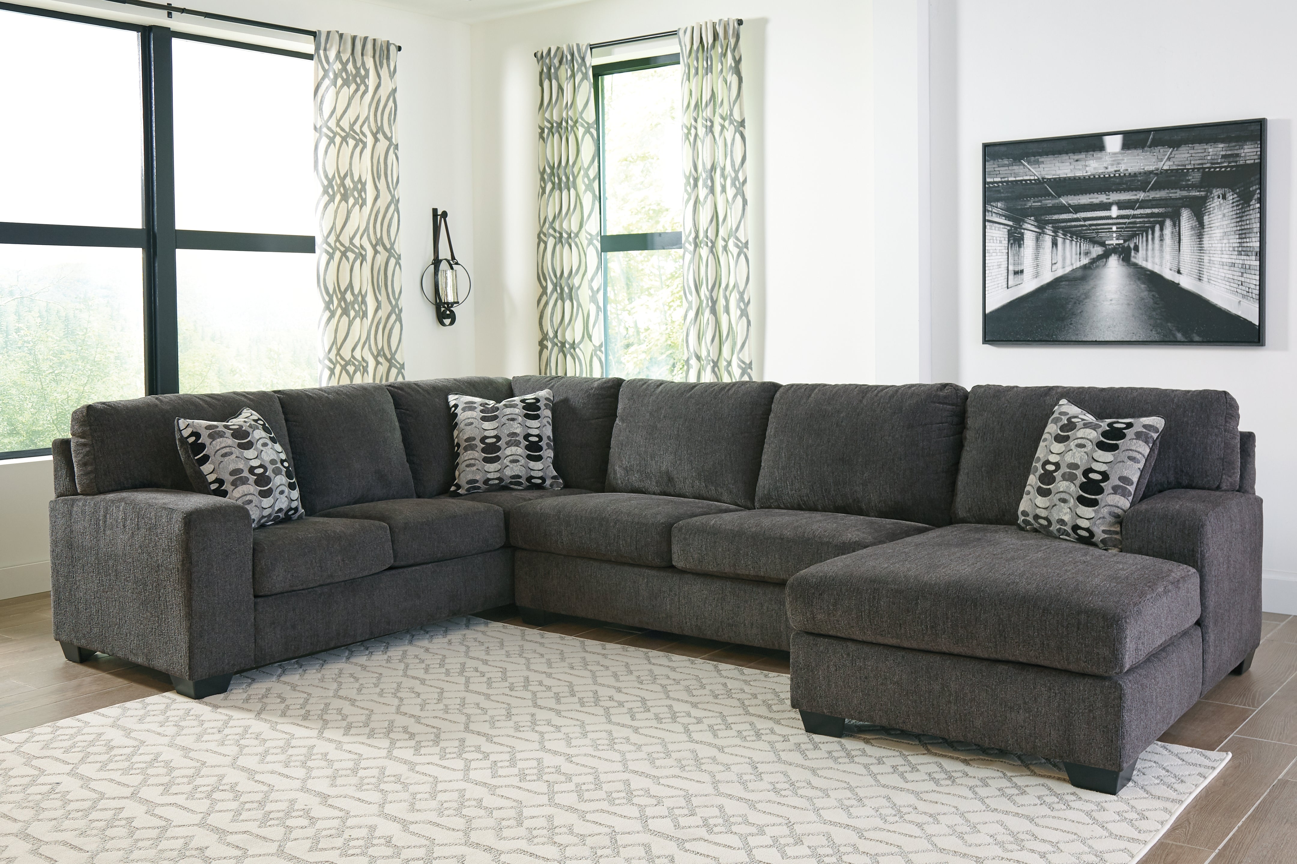Best Furniture Outlet - Ashley Furniture - Ballinasloe Sectional - LAF 3-Piece Sectional with Chaise / Smoke - 80703S2