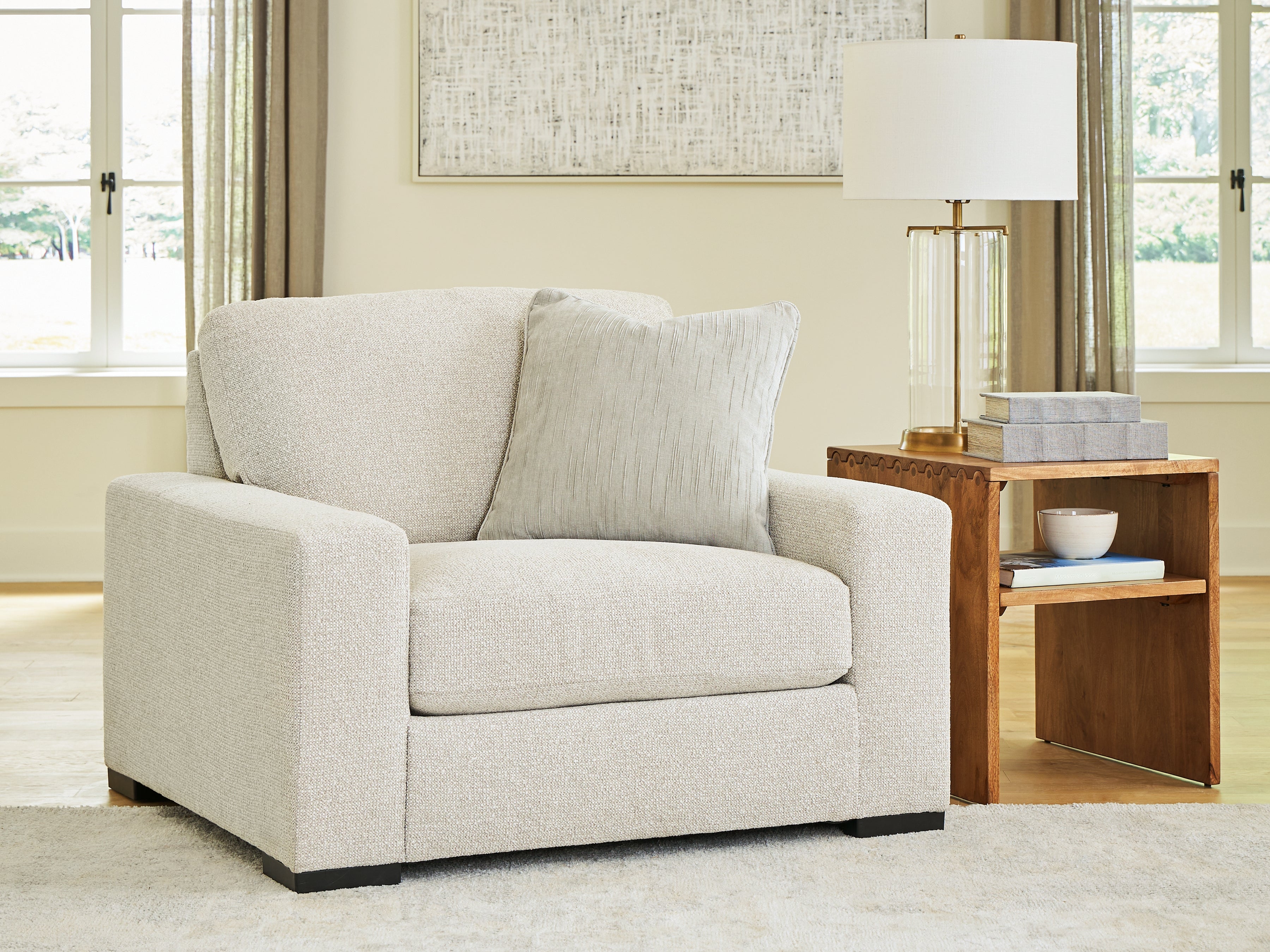 Best Furniture Outlet - Ashley Furniture - Conlee-Pike Living Room - Chair and a Half / Linen - PC8131023