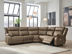 Best Furniture Outlet - Ashley Furniture - Max-Momentum Sectional - 5-Piece Power Reclining Sectional / Biscotti - PC82305S6