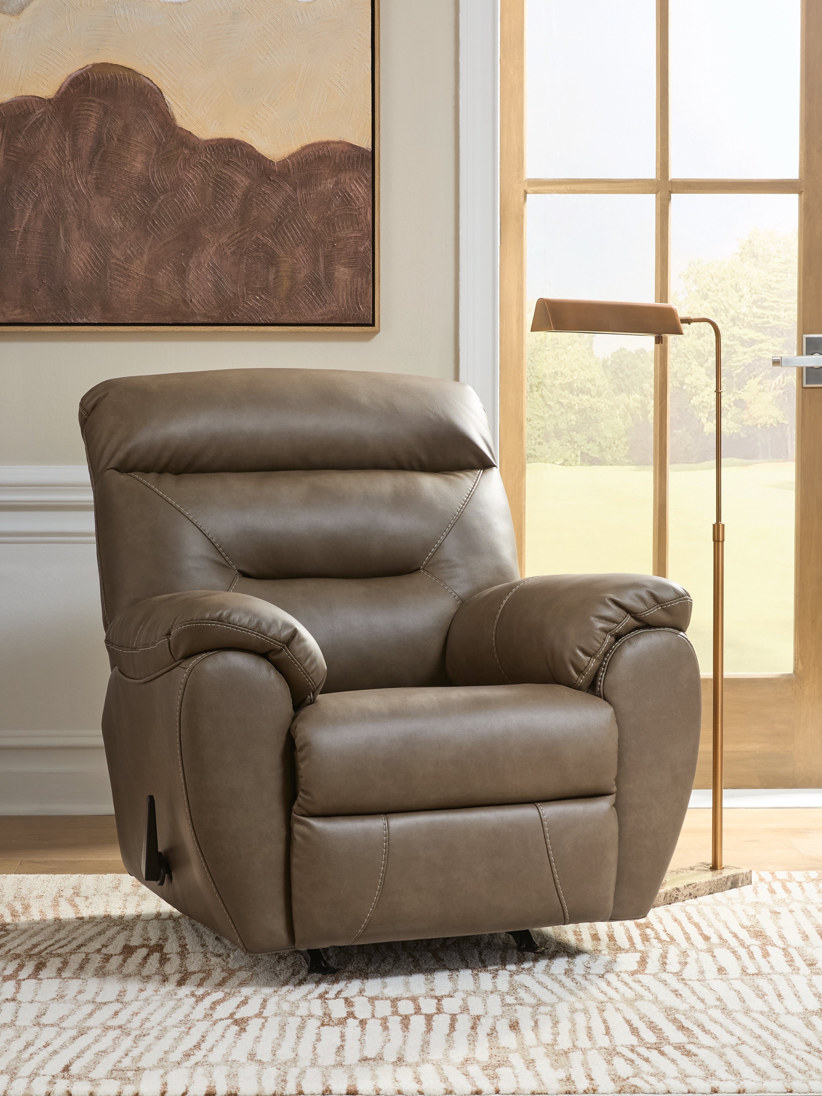 Best Furniture Outlet - Ashley Furniture - Elksworth Living Room - Rocker Recliner / Biscotti - PC8400225