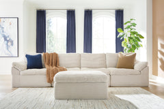 Best Furniture Outlet - Ashley Furniture - Fannin Sectional - RAF 4-Piece Sectional with Ottoman / Ivory - PC84304S1